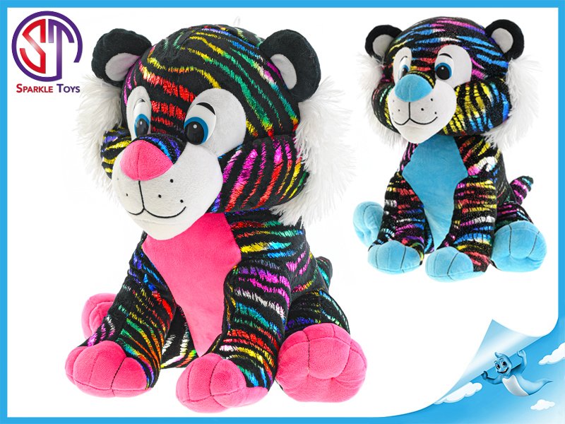 Tygr Star Sparkle plyšový barevný 24 cm sedící 2barvy 0m+ v sáčku
