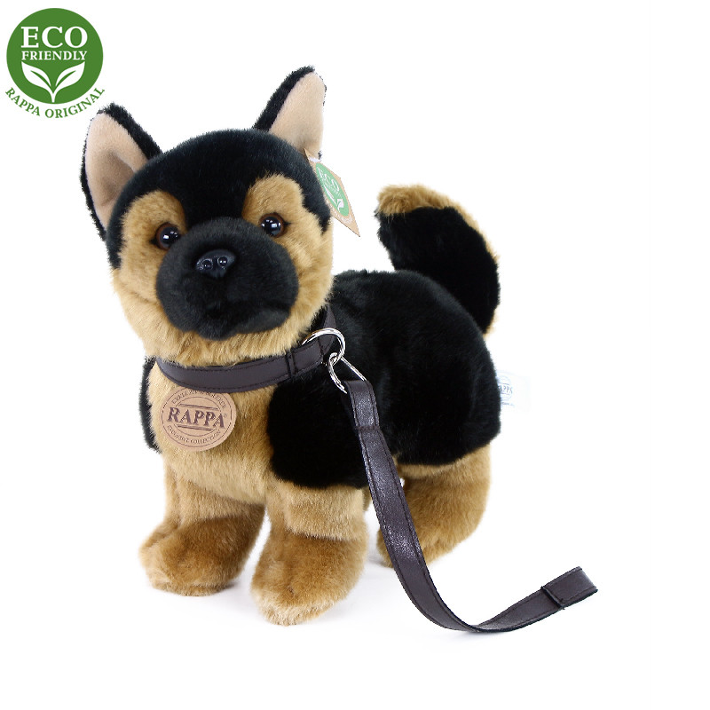 Plyšový pes německý ovčák s vodítkem stojící 23 cm ECO-FRIENDLY