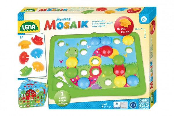  Mozaika klobouček příroda 3,2cm hladký 36ks + předlohy 7ks pro nejmenší v krabici 33x24x4cm 24m+
