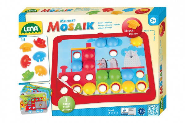  Mozaika klobouček doprava 3,2cm hladký 36ks + předlohy 7ks pro nejmenší v krabici 33x24x4 24m+
