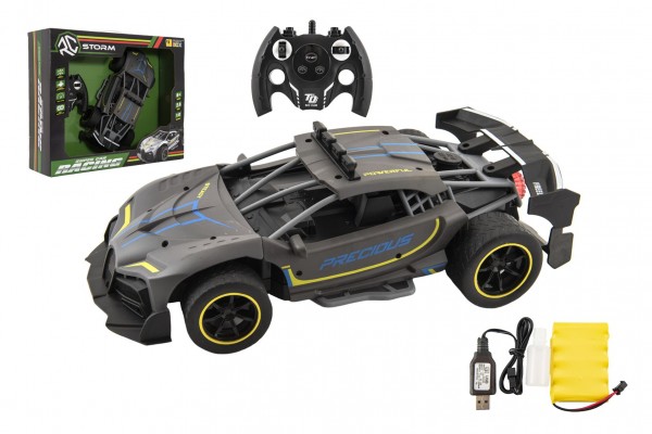 Auto RC Sport antracit 33cm plast 2,4GHz na baterie + dobíjecí pack v krabici 43x36x13cm