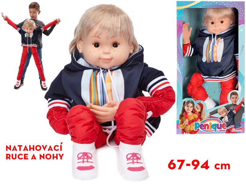 Panáček 67-94cm natahovací ruce a nohy v krabičce