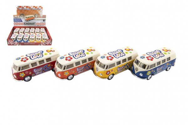 Autobus Kinsmart VW Classical kov 13cm na zpětné natažení asst 4 barvy