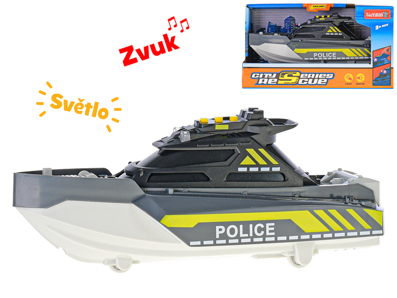 Člun 21cm na baterie se světlem a zvukem v krabičce