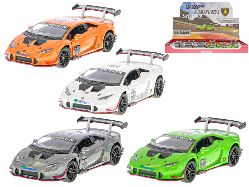 Lamborghini Huracan LP620-2 1:36 12cm kov zpětný chod 4barvy
