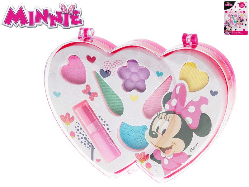 Minnie sada krásy s očními stíny + lesk na rty 7ks v krabičce ve tvaru srdce na kartě