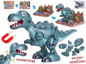 Dinosaurus T-Rex 28cm magnetický s doplňky  v krabičce