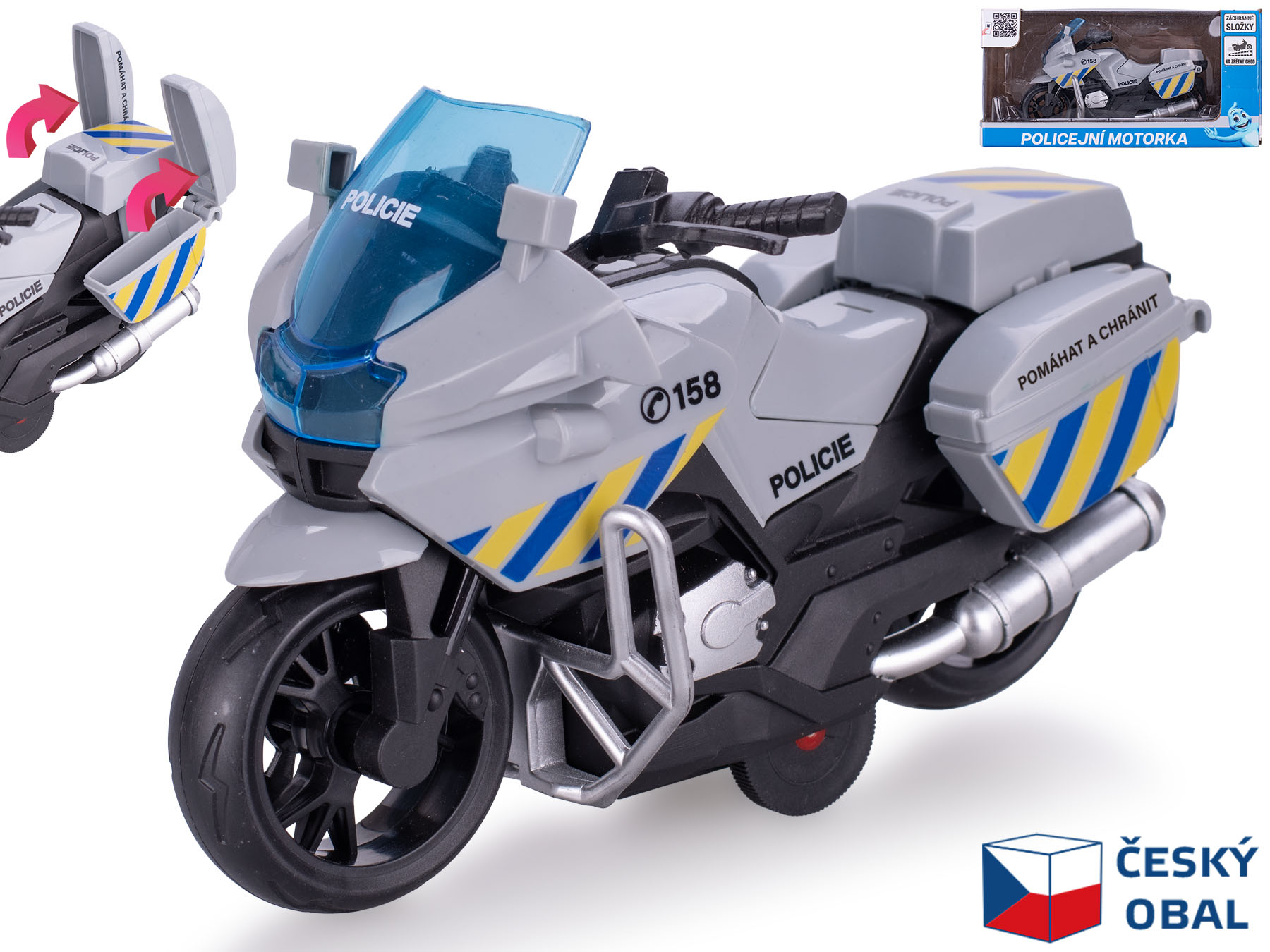  Motorka policejní CZ 16cm na zpětný chod v krabičce