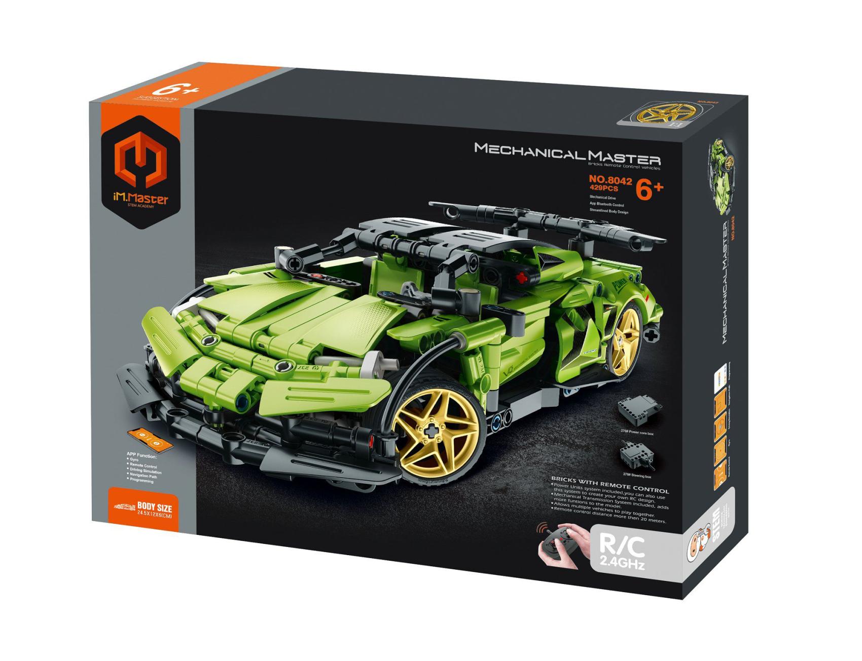 Stavebnice iM.MASTER závodní auto RC plast 2,4GHz 429 dílků dob. pack+ baterie v krabici