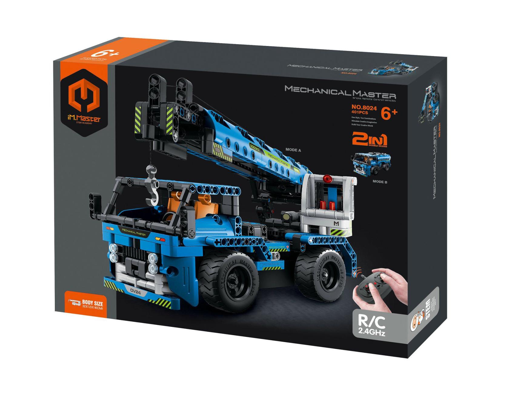 Stavebnice iM.MASTER nákladní auto RC 2v1plast 2,4GHz 401 dílků na baterie v krabici 35x27x7cm