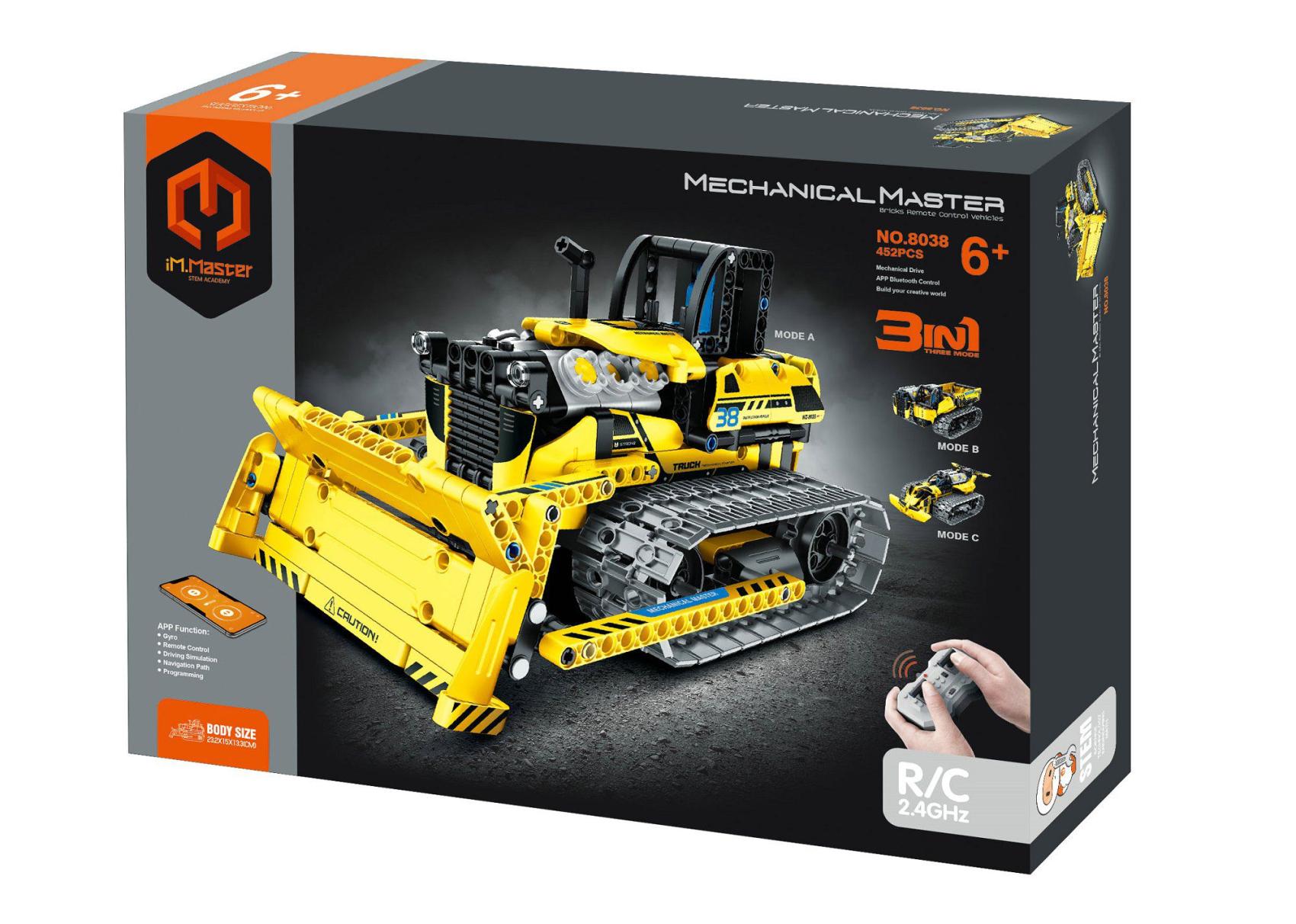 Stavebnice iM.MASTER 3v1 programovatelný stavební stroj RC plast 2,4GHz 452 dílků +dob. pack v krab.