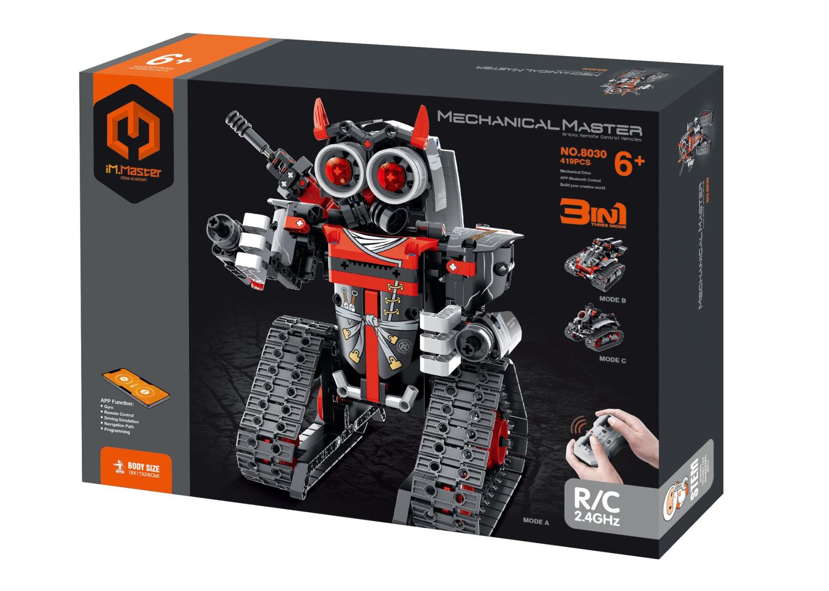 Stavebnice iM.MASTER 3v1 programovatelný robot RC plast 2,4GHz 432dílků na bat. v krabici 31x23cm