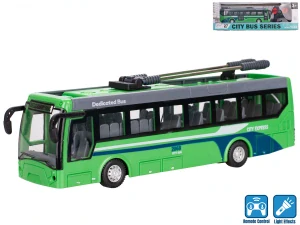 26436692 R/C trolejbus 21cm na baterie 27MHz plná funkce na baterie se světlem v krabičce