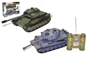 265105104 * Tank RC 2ks 36cm+dobíjecí pack tanková bitva 27MHZ a 40MHz se zvukem se světlem v krabici