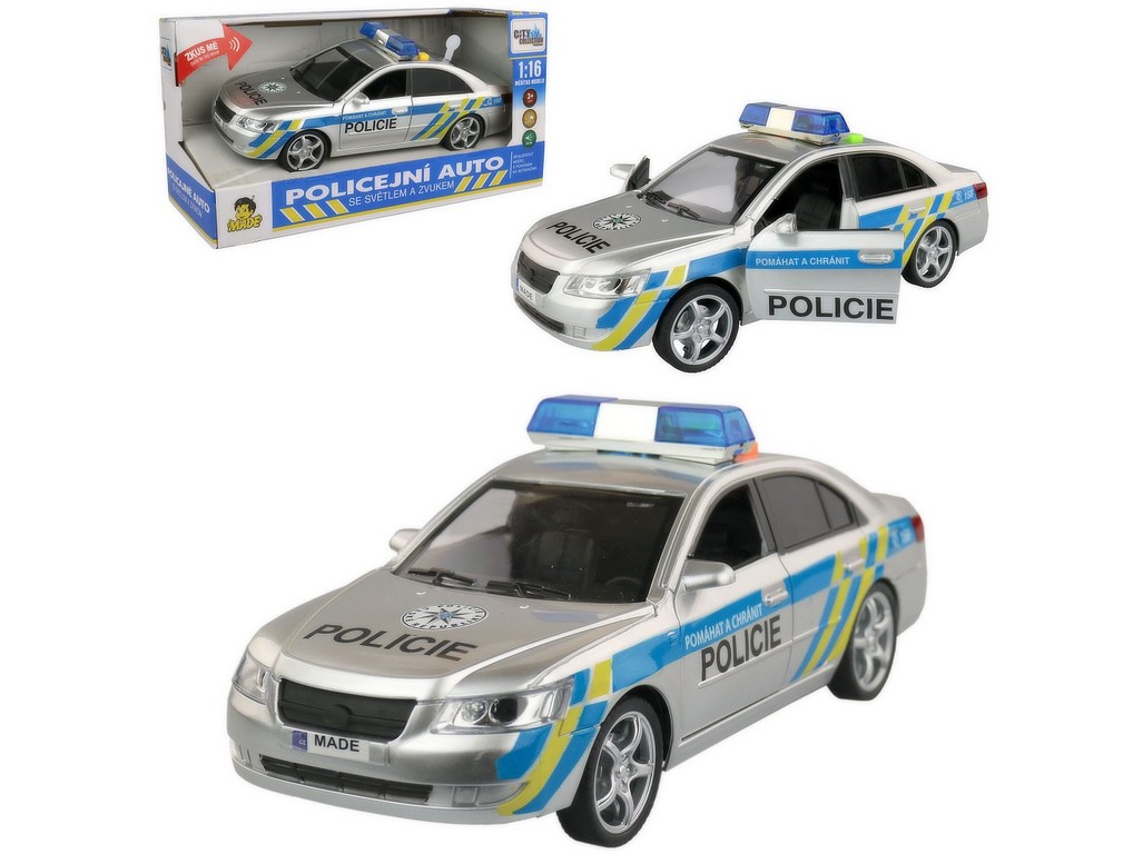 Auto policejní, 25cm světlo + 4 různé zvuky houkaní