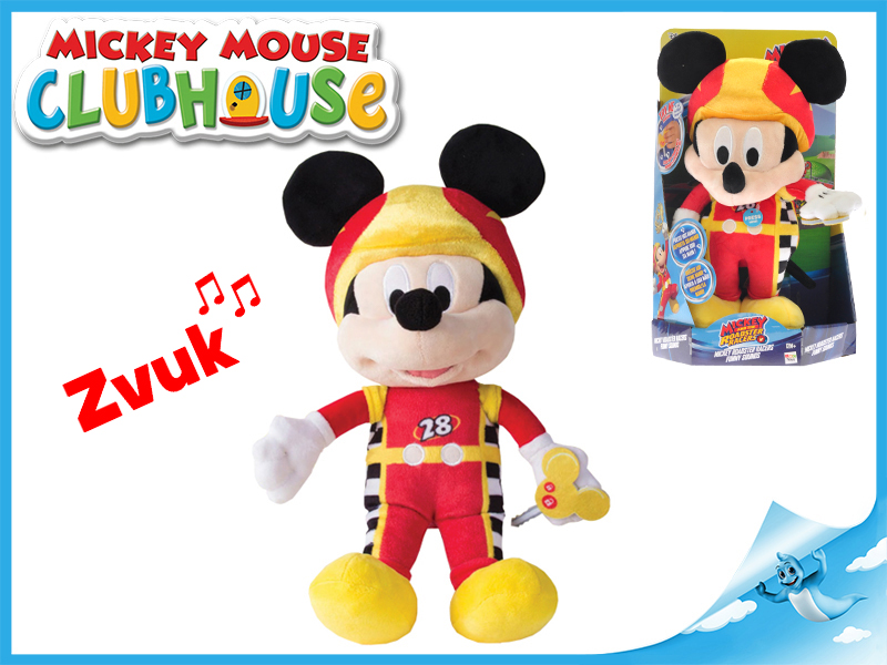 Mickey Mouse závodník plyšový 30cm na baterie se zvuky 